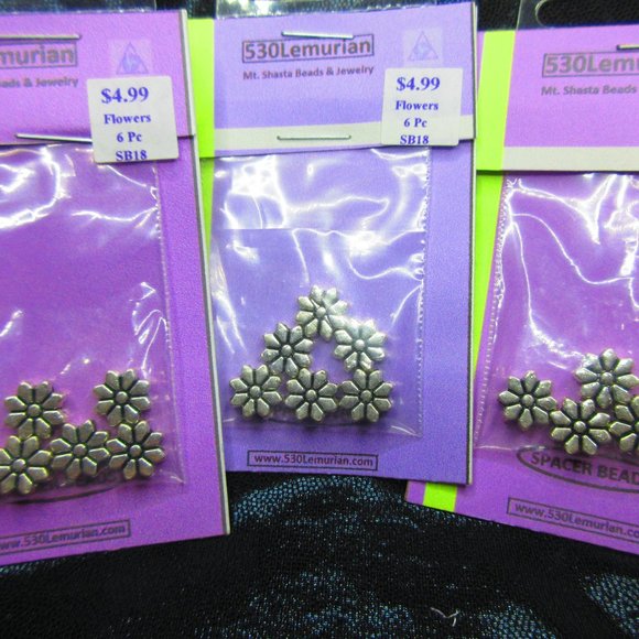 Silver Plated Flower Beads 10Pcs In Each Package Lot Of 3 Packages - Picture 2 of 3